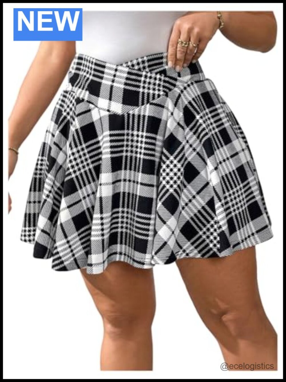 Verdusa Plus Size Plaid Skort Crossover High Waisted Ruffle Skirt Shorts Womens